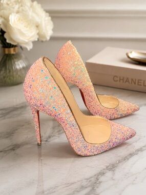 Christian Louboutin Multicolored Glitter Pointed-Toe Stilettos